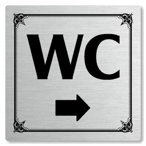 WC vpravo, 100x100mm, stříbrná, Nebraska
